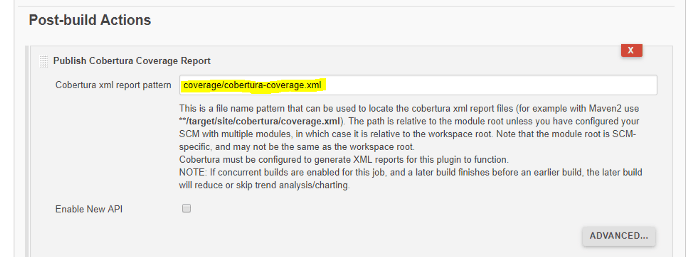 corbertura report config Jenkins